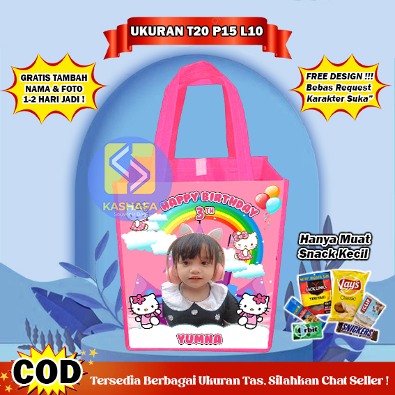 

Tas Ultah Anak Custom Gratis Nama Foto/ Tas Ultah Murah /Tas Ulang tahun Anak Cowok Cewek /Tas Ultah Muat Snack / Goodie Bag Ultah Free Design / Tas Ulang Tahun Anak Karakter Gratis Nama Foto / Tas Ultah Bebas Request Karakter Lain/ Tas Ultah Termurah