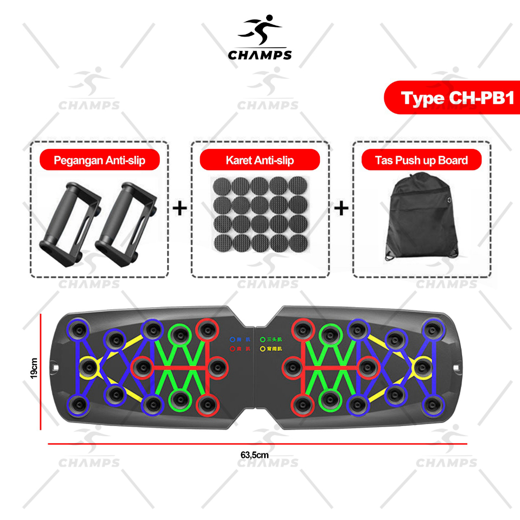 CHAMPS alat bantu untuk Push Up Board Push Up Stand Bar Alat Bantu Push Up Bar Olahraga Fitness Pegangan Push Up