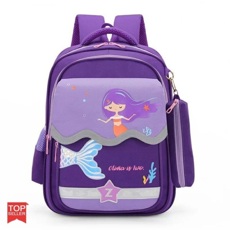 Tas Ransel Anak 2in1 PAUD TK SD Perempuan Cewe Mermaid 2