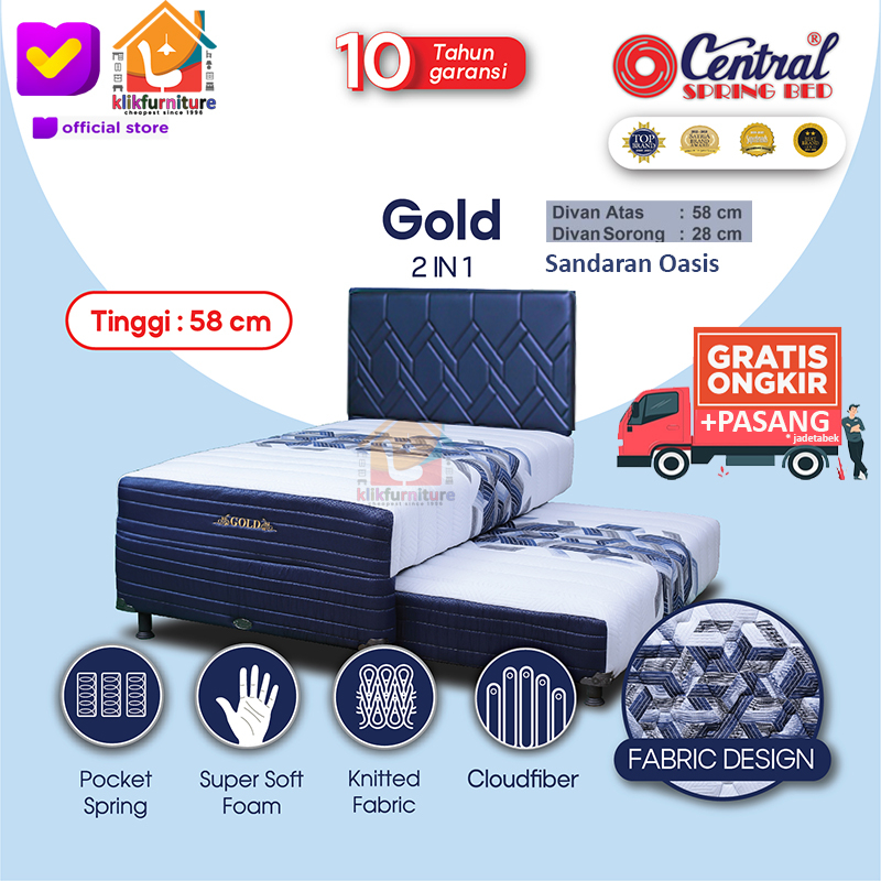 Springbed Central 2in1 Gold Sandaran Oasis