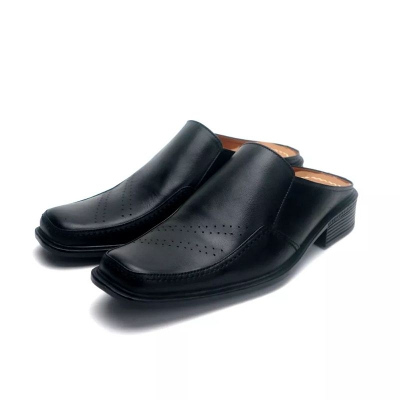 Sandal Slop Pria Bustong Kulit Asli Office Look B8829