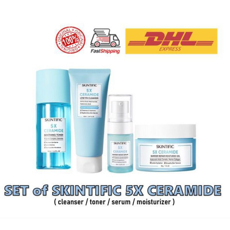 SKINTIFIC 5X CERAMIDE -TONER 5X CERAMIDE/ CLEANSER LOW PH /SERUM 5X CERAMIDE/  MOISTURIZER 5X CERAMI