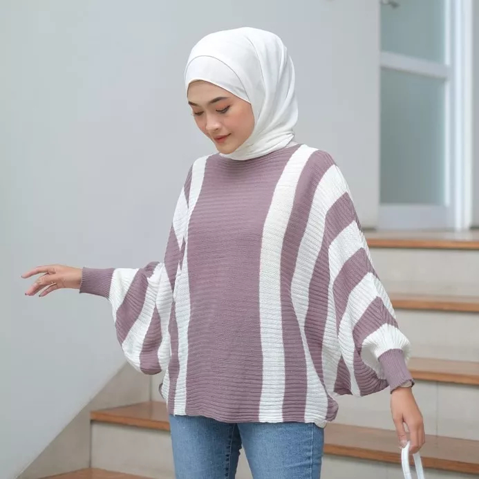 Sweater Rajut Batwing wanita / baju rajut betwings / sweater rajut blouse batwing polet zebra / atasan blouse outfit rajut motif kelelawar