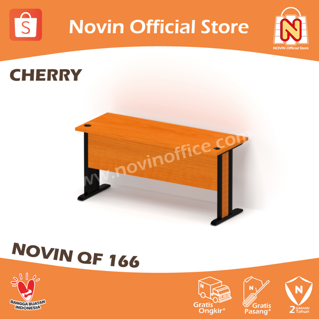 NOVIN QF 166 MEJA RAPAT KAYU KAKI BESI MEJA KERJA KAYU KAKI BESI