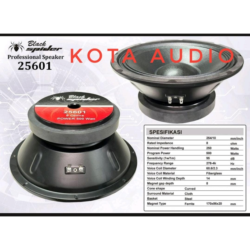 SPEAKER KOMPONEN BLACK SPIDER 25601/ BLACKSPIDER 25601 10INCH