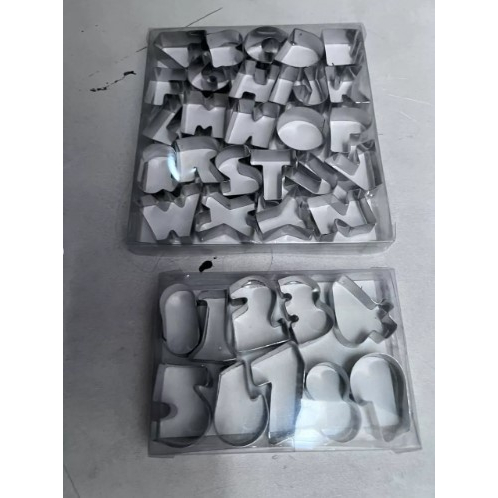 Cetakan Huruf Angka Hias Wortel Tumpengan / Cetakan Kue Kering Nugget Coklat Stainless Stell / Cetak