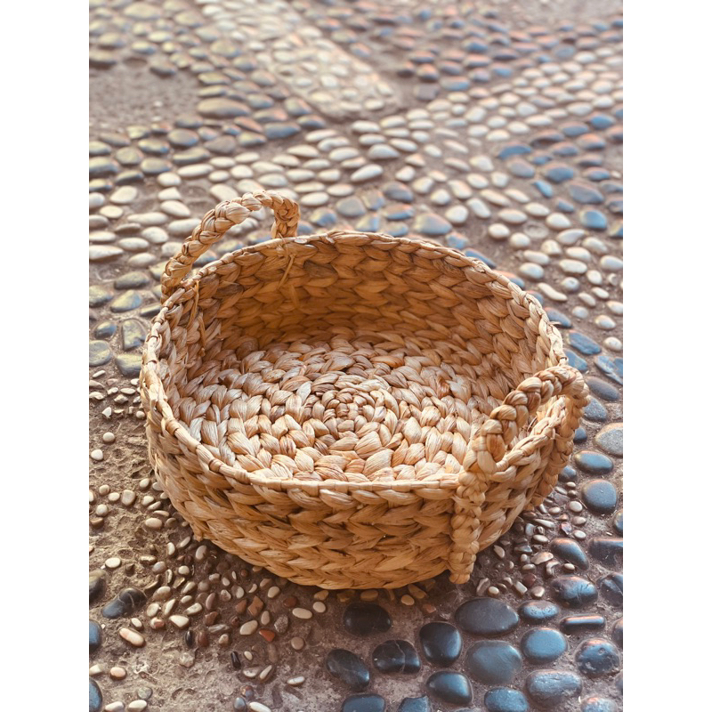 Keranjang Enceng Gondok Bulat Handel kepang