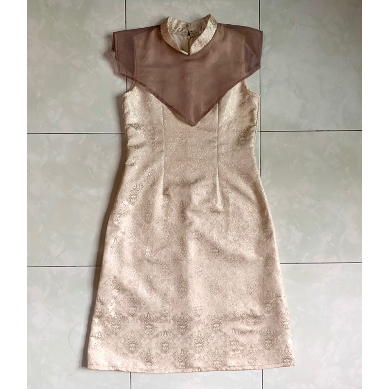 preloved modern vintage organza cheongsam dress