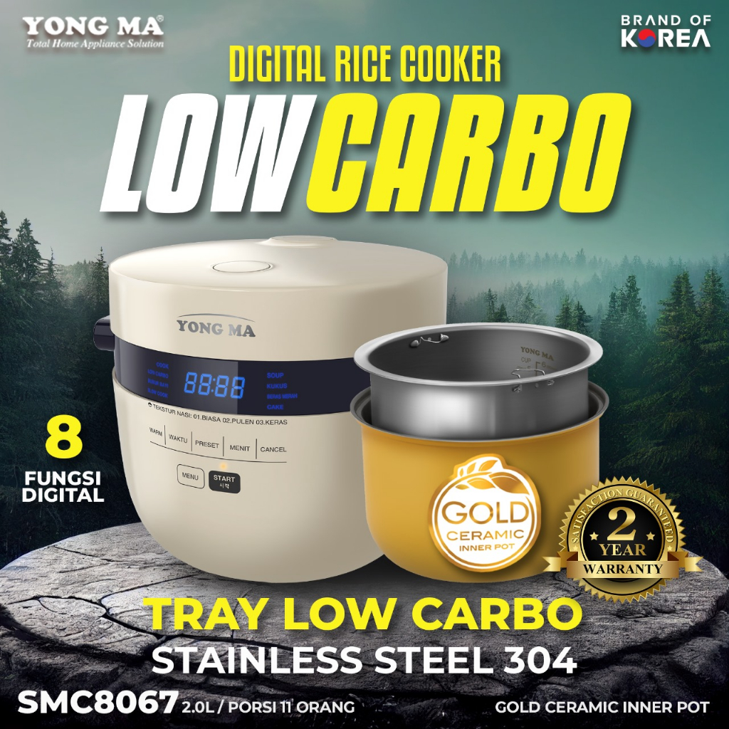 Rice Cooker Yong Ma Low Carbo 2 Liter SMC 8067 / Magic Com Digital Yong Ma Low Carbo SMC8067