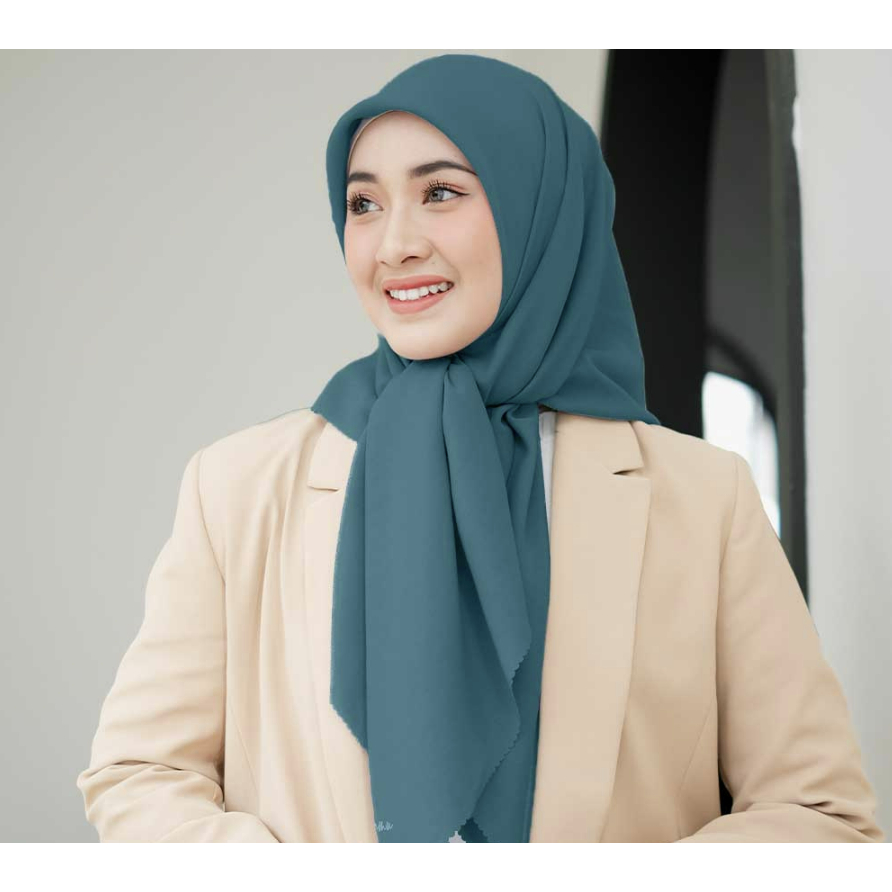 ZYLAH Jilbab Segiempat Warna Atlantic Sea Voal Paris Premium Polos Hijab Segi 4 Empat Kerudung Square Laser Cut Krudung Terbaru