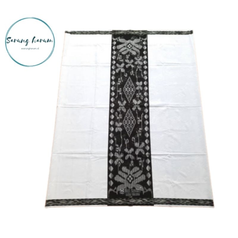 Sarung - Sarung Bali lestari - Putih tumpal hitam