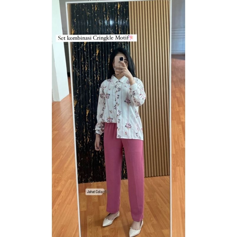 One Set Crinkle Motif Terbaru/Setelan Crinkle Terbaru