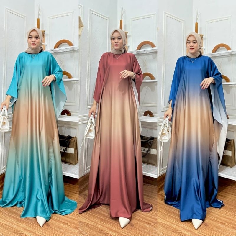 SYAUQI.SERIES - Kaftan Gradasi Dress Model Kalong Baju Lebaran Terbaru