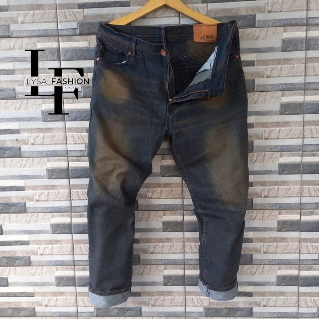 Celana panjang jeans pria jumbo melar