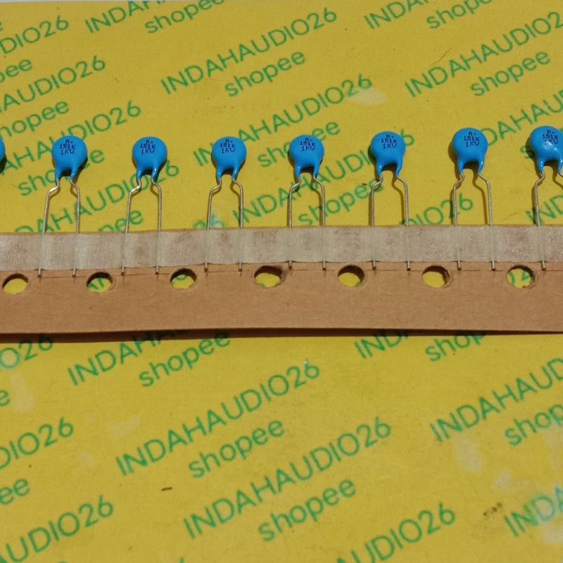 renceng 151 1kv  kapasitor keramik 150pf 150p 1kv jarak kaki 5mm capacitor ceramic 1000v