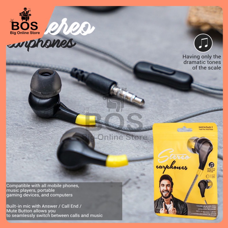BOS - HF REALME BUDS-2 RM-130 STEREO IN-EAR EARPHONE HANDSFREE HENSET BUDS2 / BUDS7