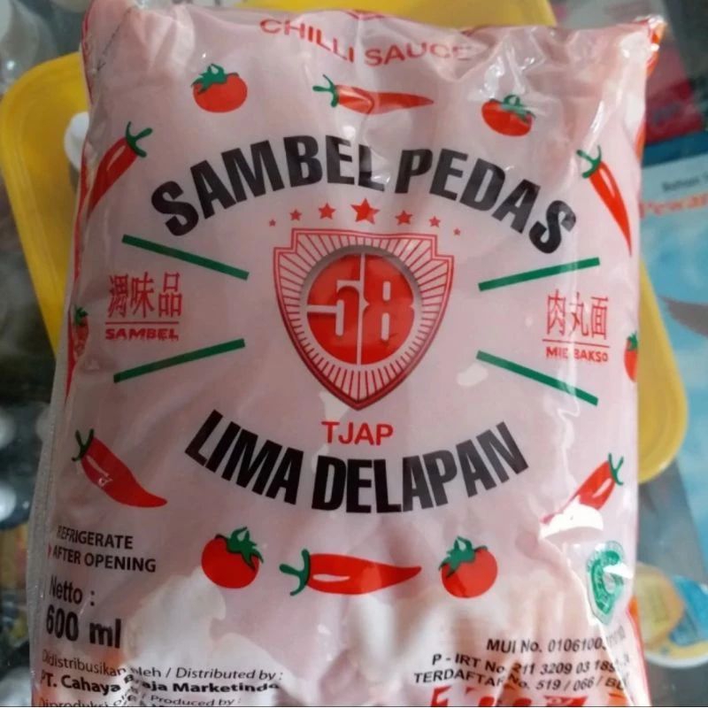 

saus sambal pedas 58 tjap lima delapan 600gram
