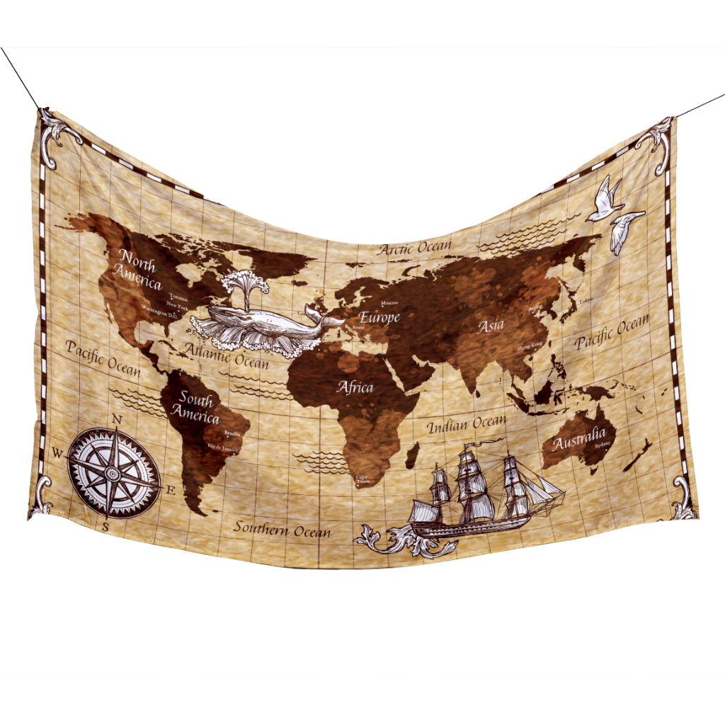 Tapestry Bendera Peta Dunia Map Vintage Old Classic Maps