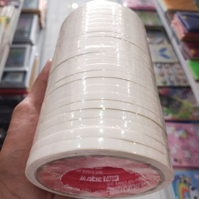 

Double Tape / Selotip 2 Sisi 6 mm x 10 yard | 1 Pack (isi 12 roll)