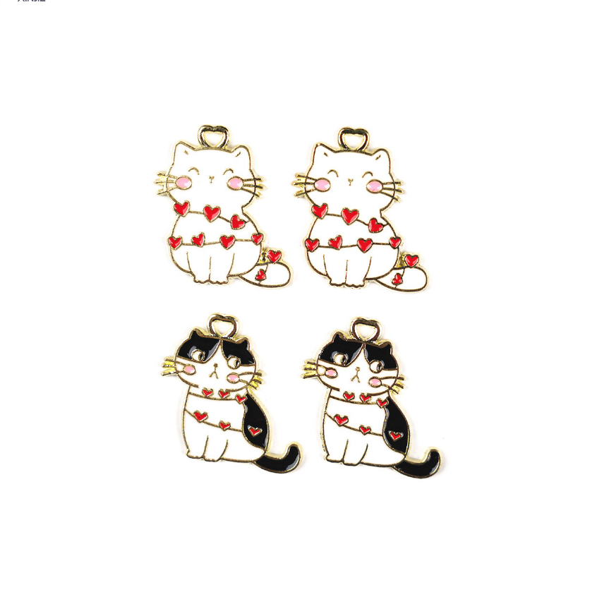 1 pcs Charm Enamel Epoxy CAT HEARTS