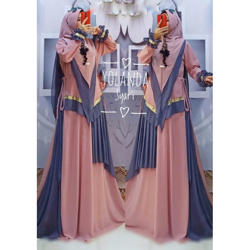 Gamis Set Syari Ceruty Babydoll Armani Ori Brand Claudia Jasmin C2C Polos Terbaru