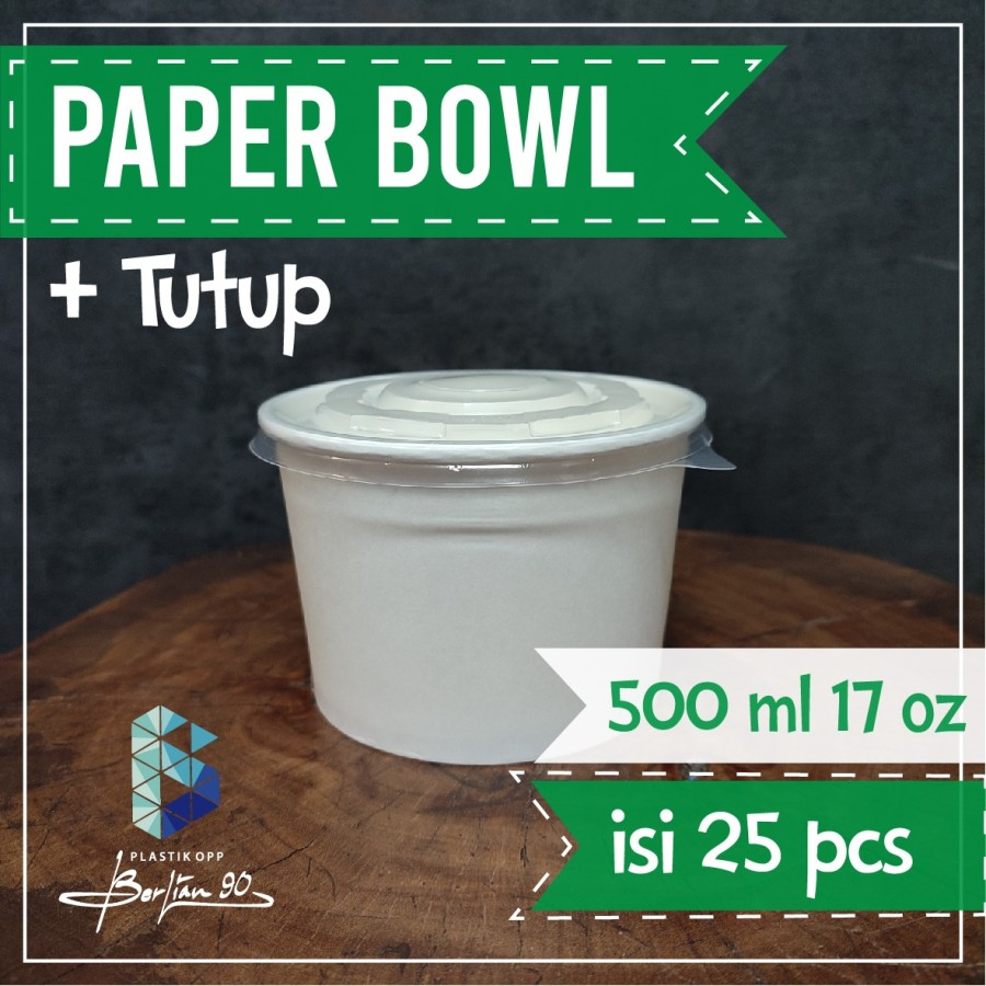 PAPER BOWL 500 ml nasi / MANGKOK KERTAS / PAPER RICE BOWL / Paper Bowl 500 ml Mangkok Kertas Putih