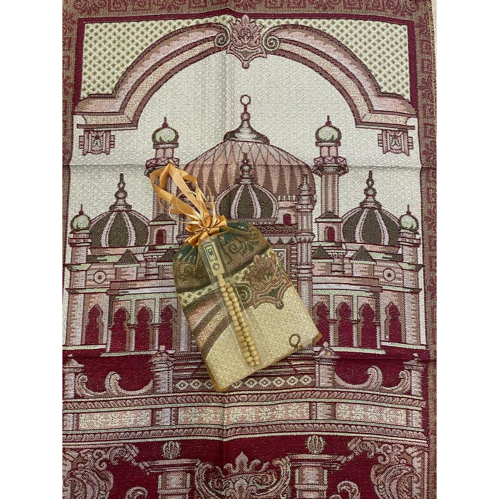 Paket Souvenir Tile Sajadah Tenun Riyadh + Tasbih