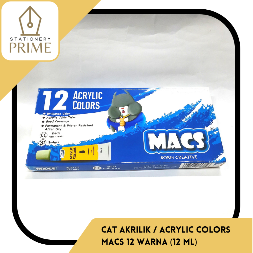

Cat Akrilik MACS / Acrylic Colours MACS 12 Warna (12 ml) SF6