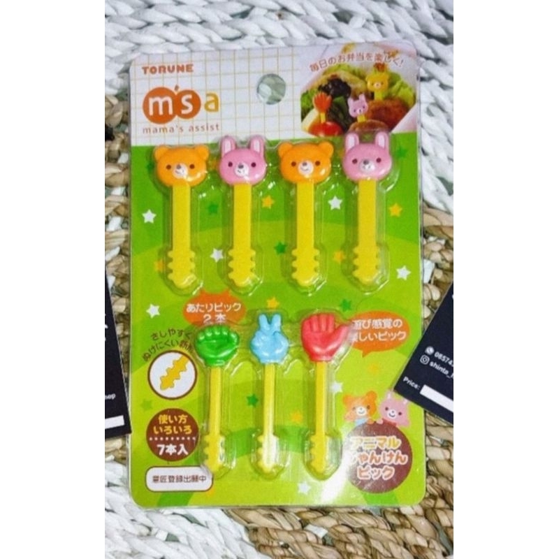 SHS food pick, tusukan bento torune Japan original gambar animals dan tangan.
