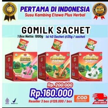 

Gomilk susu etawa plus herbal sachet ( 1box isi 25gx40sachet)