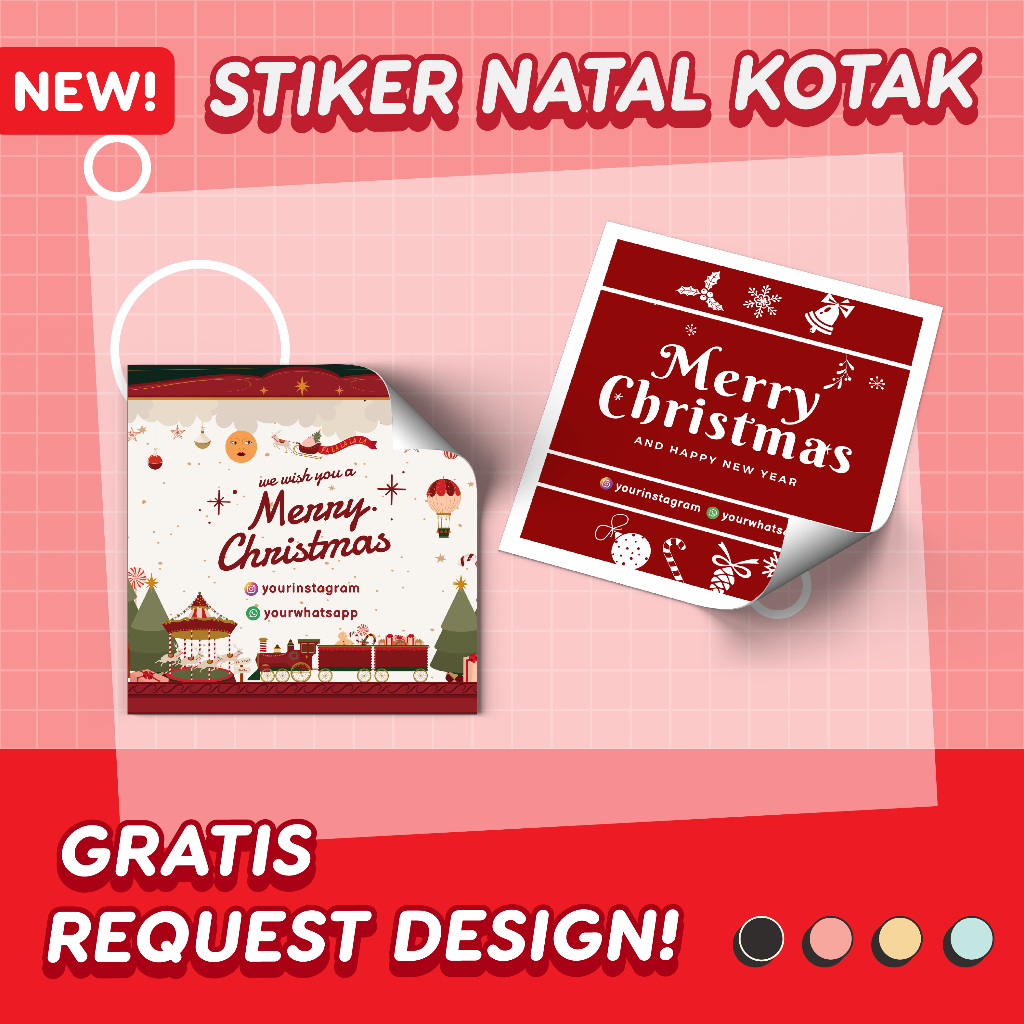 

Stiker Natal Kotak Label Makanan Custom Toples Kue Kering Logo OlShop Chromo Free Design