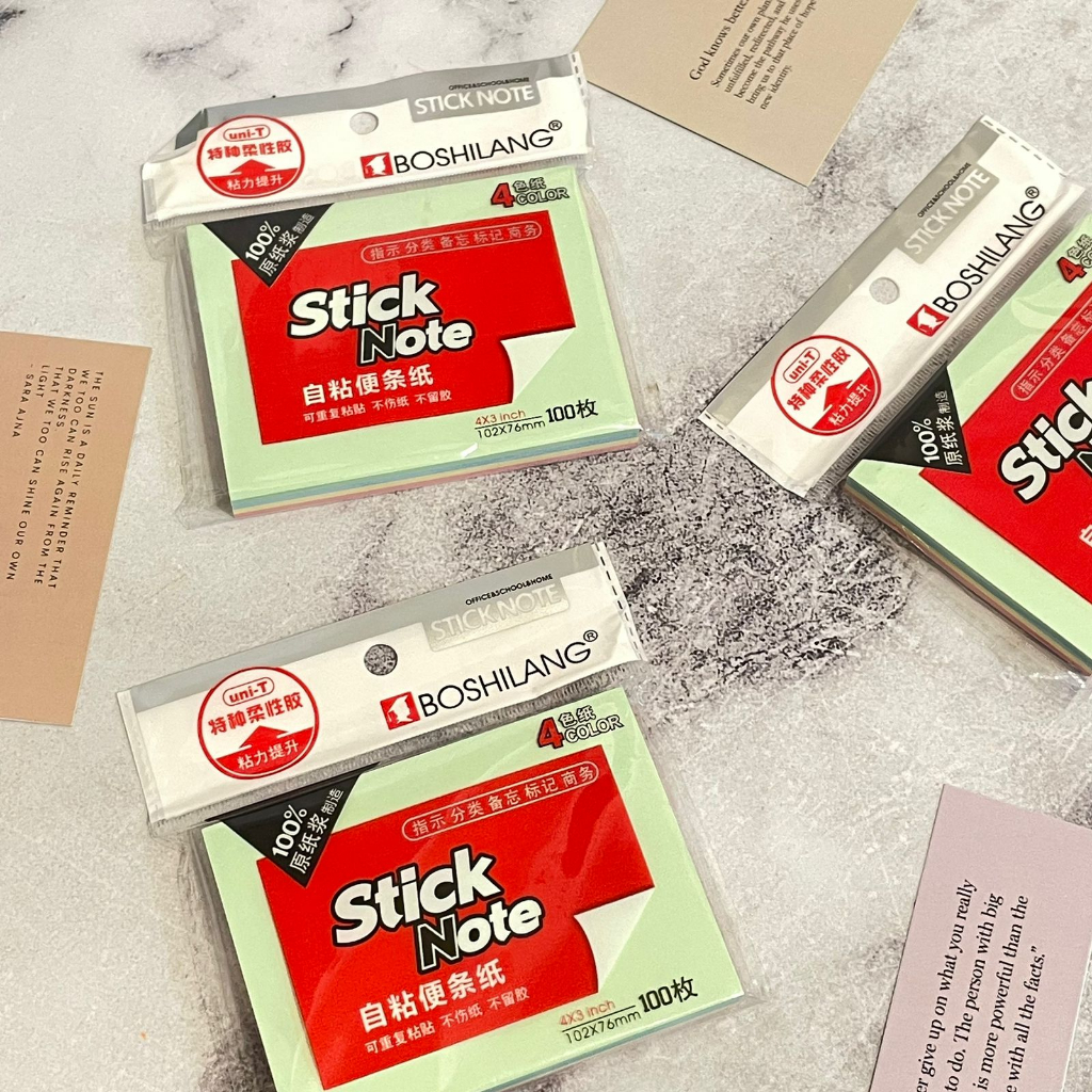 

Sticky Notes Kertas Warna-Warni Ukuran 10.2 x 7.6 cm isi 100 lembar / Stick Note Boshilang 4X3 inch Penanda Kertas Warna - Warni Alat Tulis Sekolah Dan Kantor BEST Quality Bisa COD