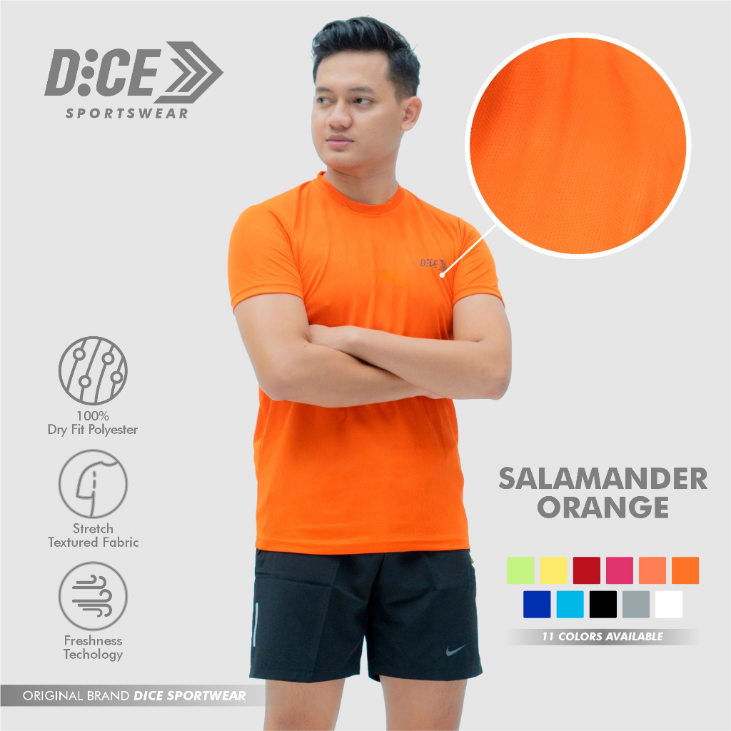 Jersey Dry Fit Polos Running Volley Badminton Futsal Dice Salamander Orange