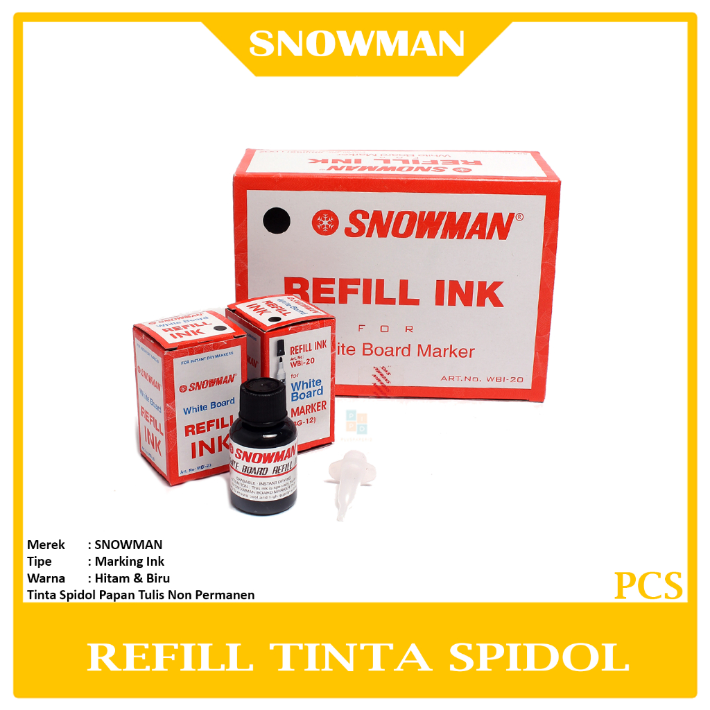 

SNOWMAN - Tinta Spidol Whiteboard - White Board Marking INK[ Perbotol ] - PCS