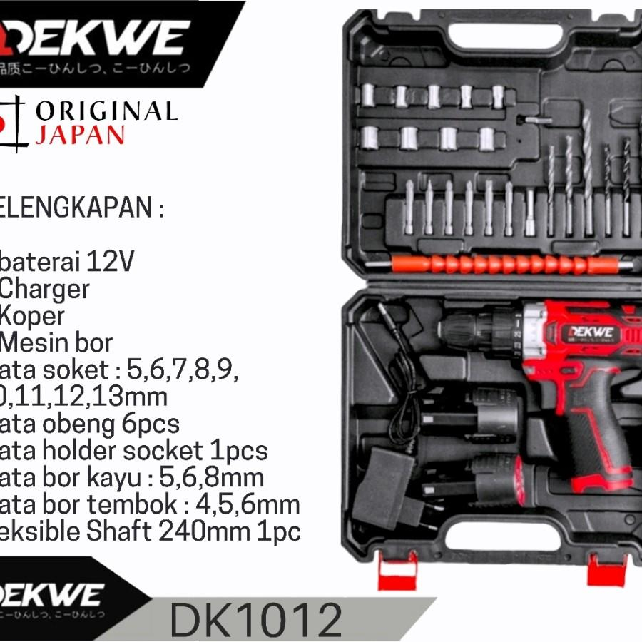 MAKTEC BOR Cordless GARANSI RESMI 3THN DK1012 drill set 3/8" (10mm) 12V Lithium 2 baterai 35N.M 0-35