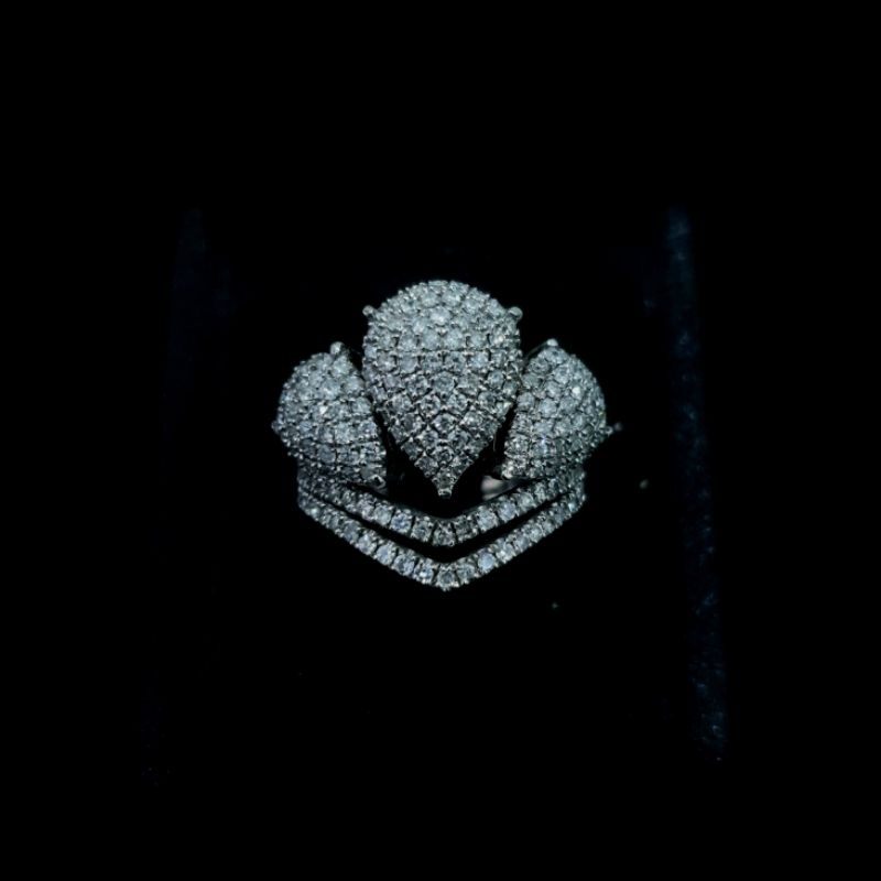 Cincin Berlian Eropa Emas putih Asli