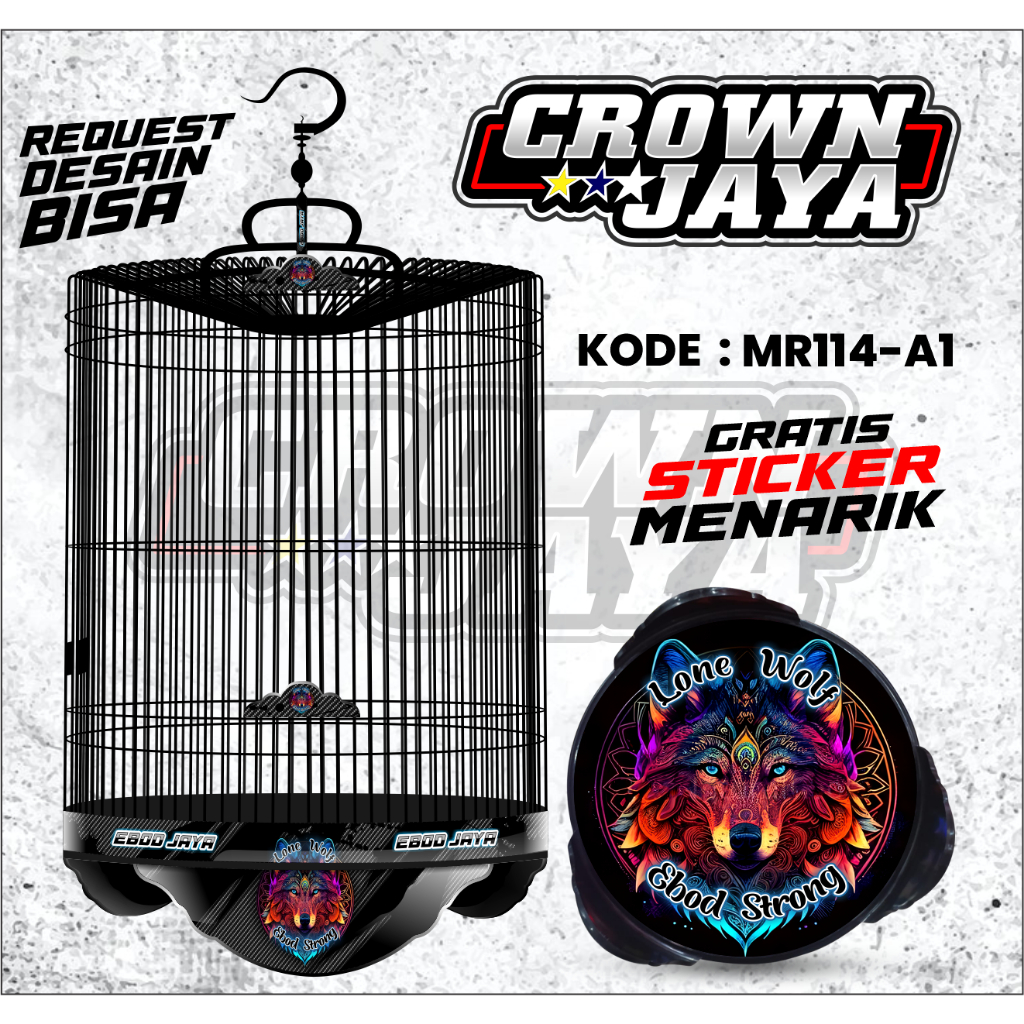 Stiker Decal Sangkar Tebok Murai Custom Desain - Decal Tebok Bulat ORIQ JAYA BNR Variasi Hologram - 