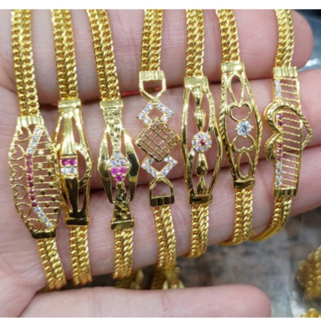 gelang holo permata variasi simple elegant emas asli kadar 700 & 875