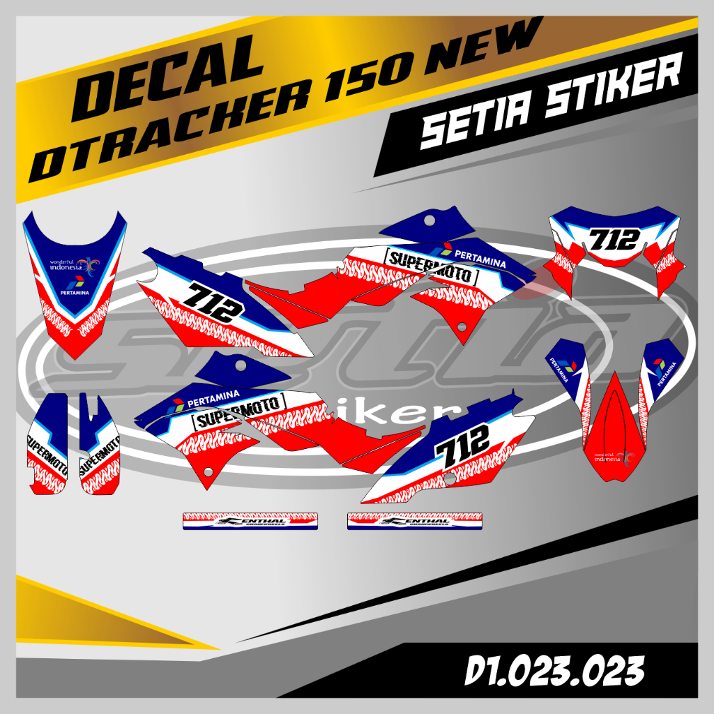 DECAL DTRACKER 150 NEW MANDALIKA, SUPERMOTO, TRAIL, DESAIN BEBAS CUSTOM BARU (D1.023.023)