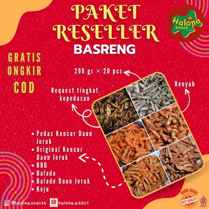 

PAKET RESELLER 20pcs Basreng 200 gram Only