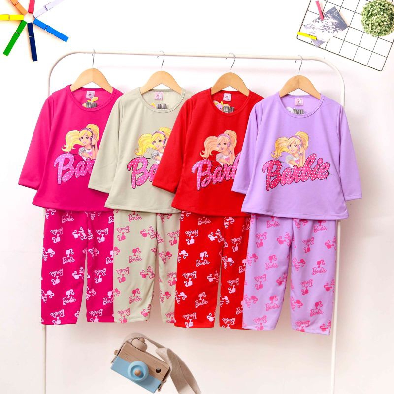 stelan anak perempuan 2-9 tahun lengan panjang celana panjang/stelan berbie/stelan anak perempuan/baju anak perempuan berbie/baju viral anak perempuan berbie