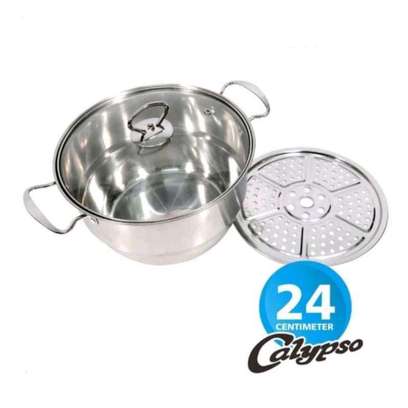 dandang steamer stainless murah / panci steamer calypso stainless / panci kukusan ukuran