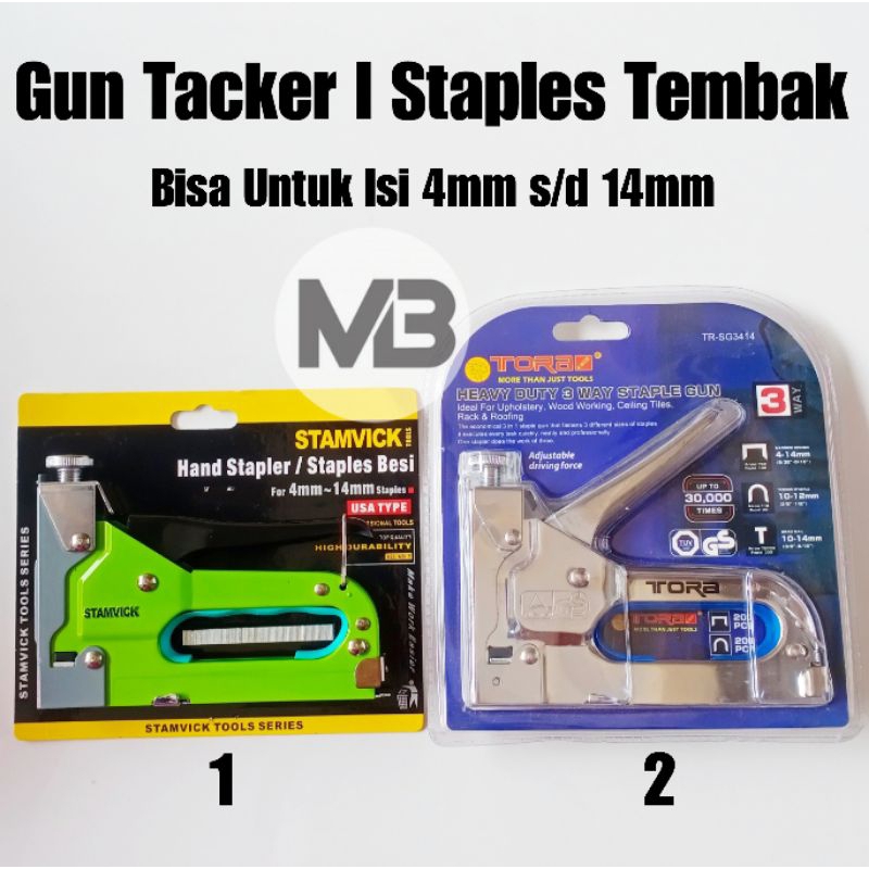 

Hand Stapler Tembak Gun Tacker 4mm - 14mm l Tembakan Staples Besi Heavy Duty 3 Way