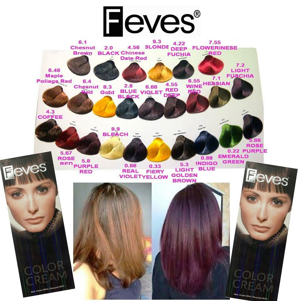 FEVES HAIR COLOR 60ML CREAM (Semir/Pewarna Rambut)