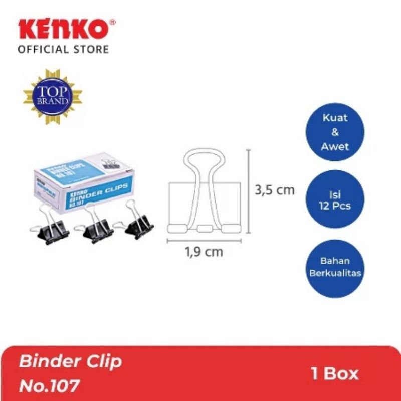 

penjepit kertas binder clip kenko 107 1.9mm preloved 1pax 21 pcs