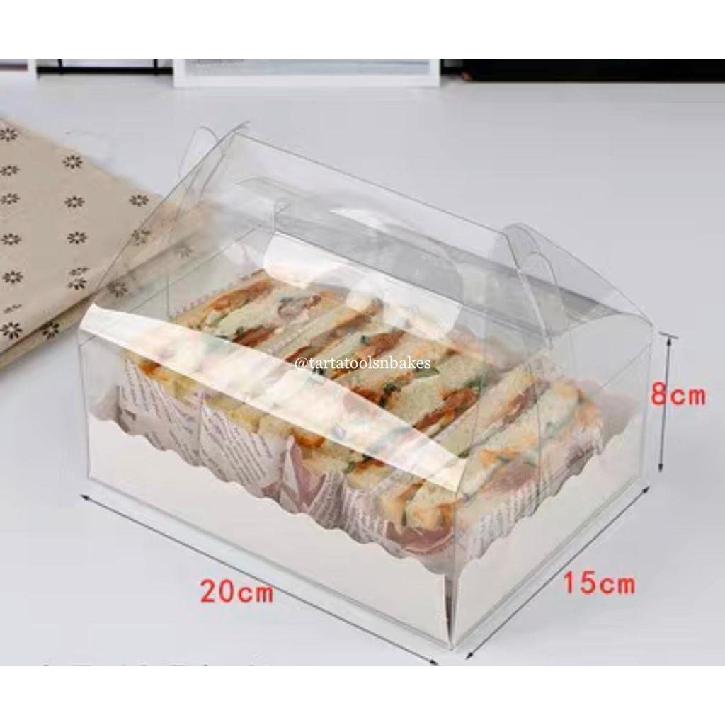 Kotak Mika Kue Roll Cake Bolu Gulung | Sandwich | Gagang | Tenteng | 20x15xT8 CM