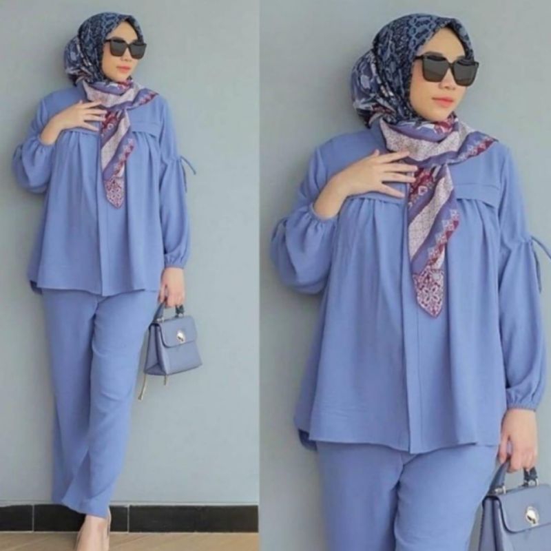 Baju Setelan Wanita One Set Terbaru Baju Pevila Crinkle Airflow Premium