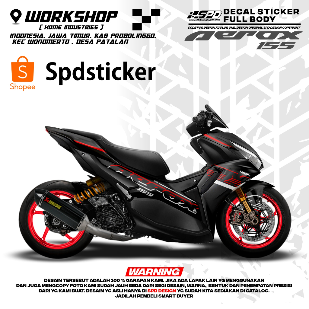 decal stiker  yamha aerox 155 black edition full body