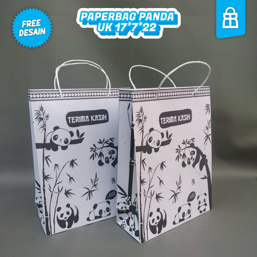 

Paper Bag Paperbag Motif Panda bahan kertas Kraft Lucu dan Unik ( 10 pcs )