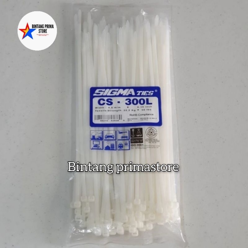 Kabel Ties / Kabel Tis 30cm x 4.8mm CS - 300L / CS-300L Sigma Putih